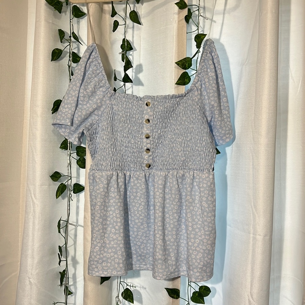 No Boundaries Blue and White Top